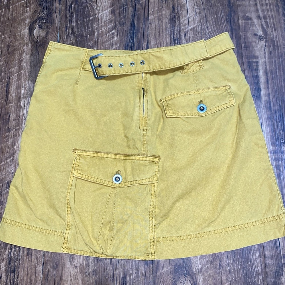 Free People Mustard Yellow Womens Cargo Utility Erika Mini Skirt Size 10